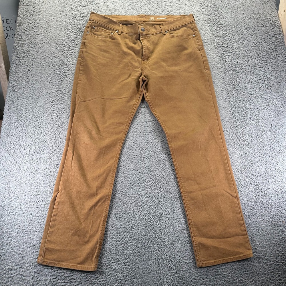 George Jeans Mens 38x32 Brown Cotton Denim Straight Leg Workwear Travel Stretch‎